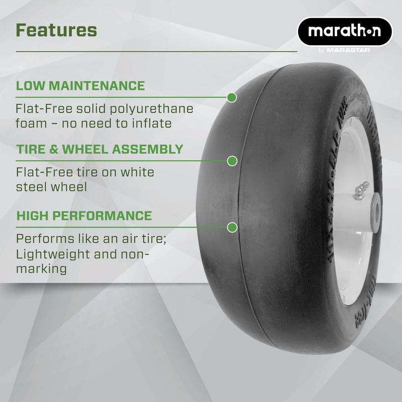 Marathon إطار جزازة العشب خالي من الهواء ماراثون 01410P 11x4.00 على العجلة، محور مركزي 5 إنش، محامل 3/4 إنش - Image 5